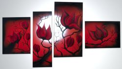 Obraz ręcznie malowany - KWIATY RED