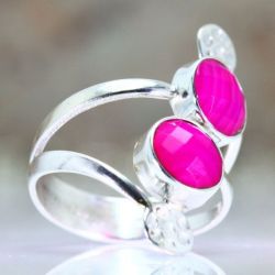 Srebrny pierścionek Różowy Agat